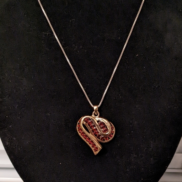 Vintage UTC Sterling Silver Gold Vermeal Ribbon Heart Pendant - Picture 3 of 7